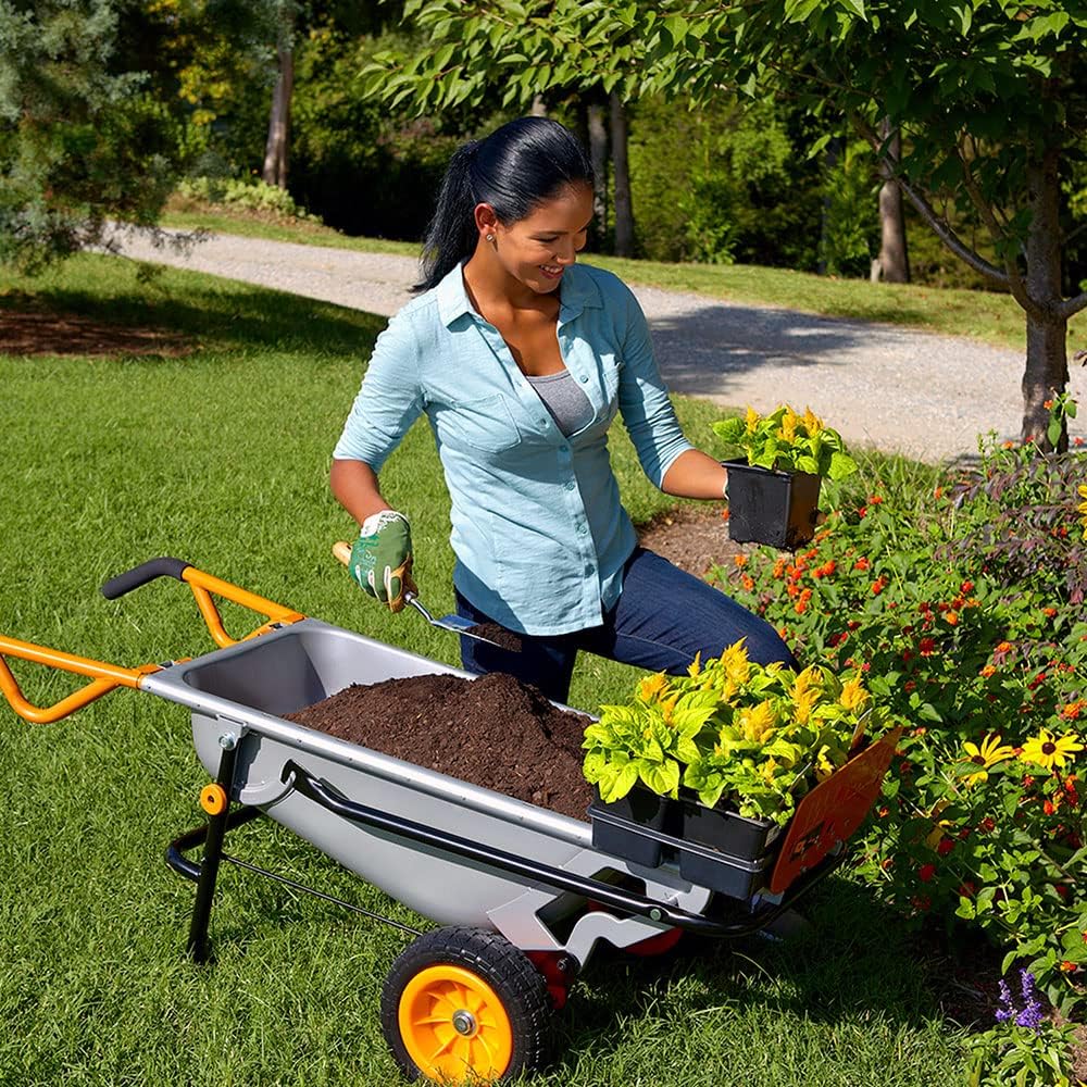 Worx WG050 Carriola Multifunzione a Due Ruote, Porta Sacchi, Porta Fusti, Trasporto Sassi, Trasporto Vasi, Capacità di Carico Max 136kg