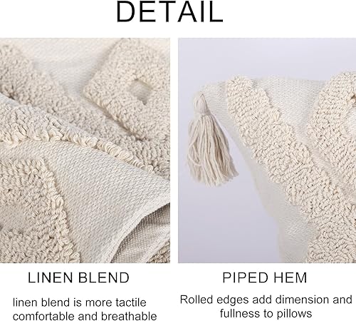 Miniatura 7 de Funda de almohada lumbar con diseño abstracto bohemio de 12 x 20 pulgadas, diseño de nube de lluvia, funda de cojín de lino con acento neutro,