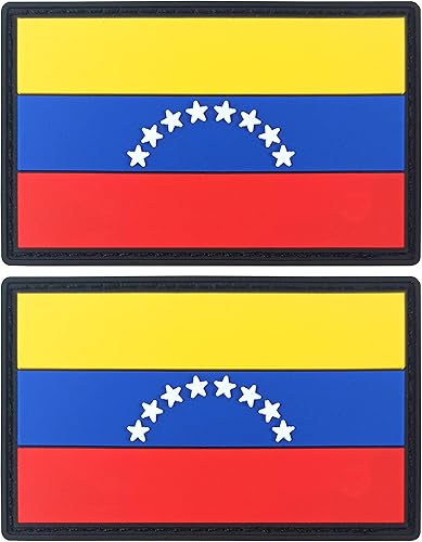 JBCD Parche táctico venezolano con bandera de Venezuela, parche de cierre de gancho y bucle de goma de PVC, paquete de 2
