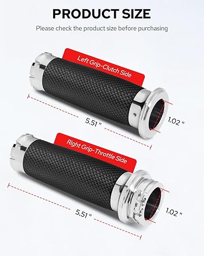 Miniatura 5 de Benlari Cromado 1 pulgada motocicleta mano apretones manillar puños cable acelerador compatible para Harley Davidson Sportster Touring Dyna Softail