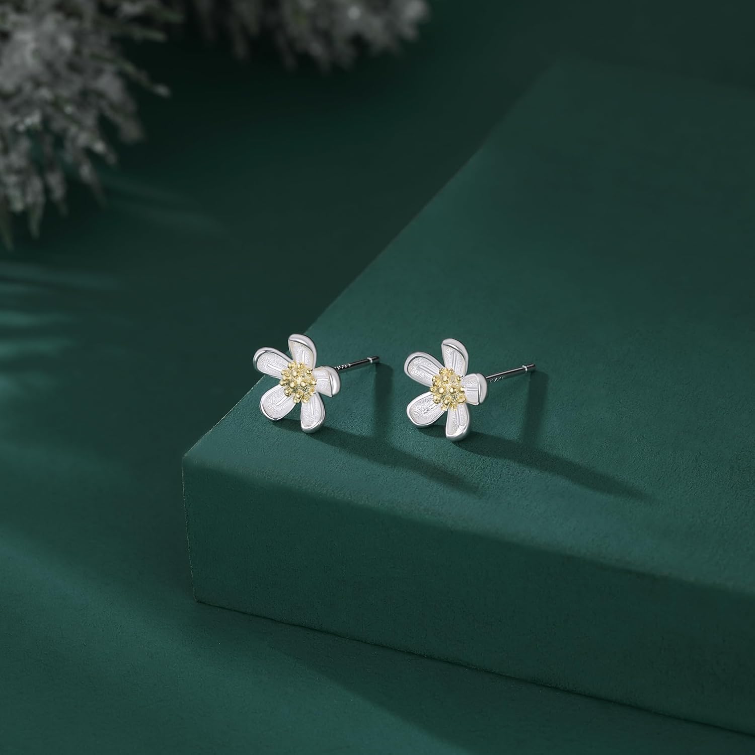 Reffeer Solid 925 Sterling Silver Daisy Stud Earrings for Women Girls Small Flower Stud Earrings - Image 4