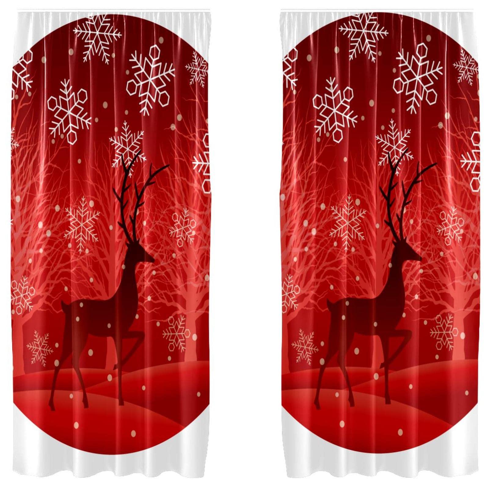 Rideau occultant chambre 140x213 cm avec flocon de neige et renne pour fenêtre de nuit