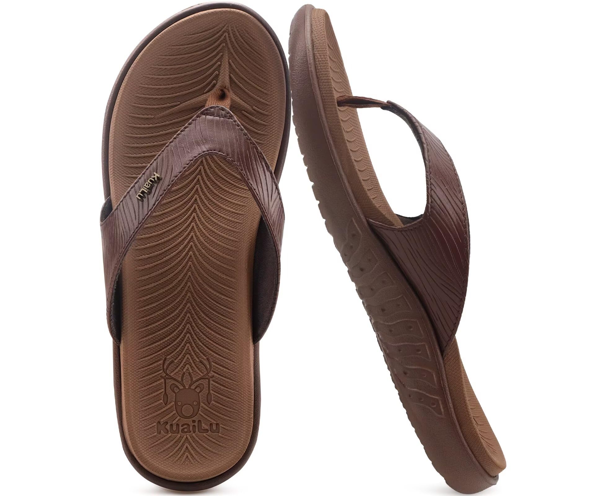KuaiLu Flip Flops Damen Orthopädische Yoga Fußbett Sandalen Elegant Frauen Leichte Sommer Slip On Beach Zehentrenner EU36-42