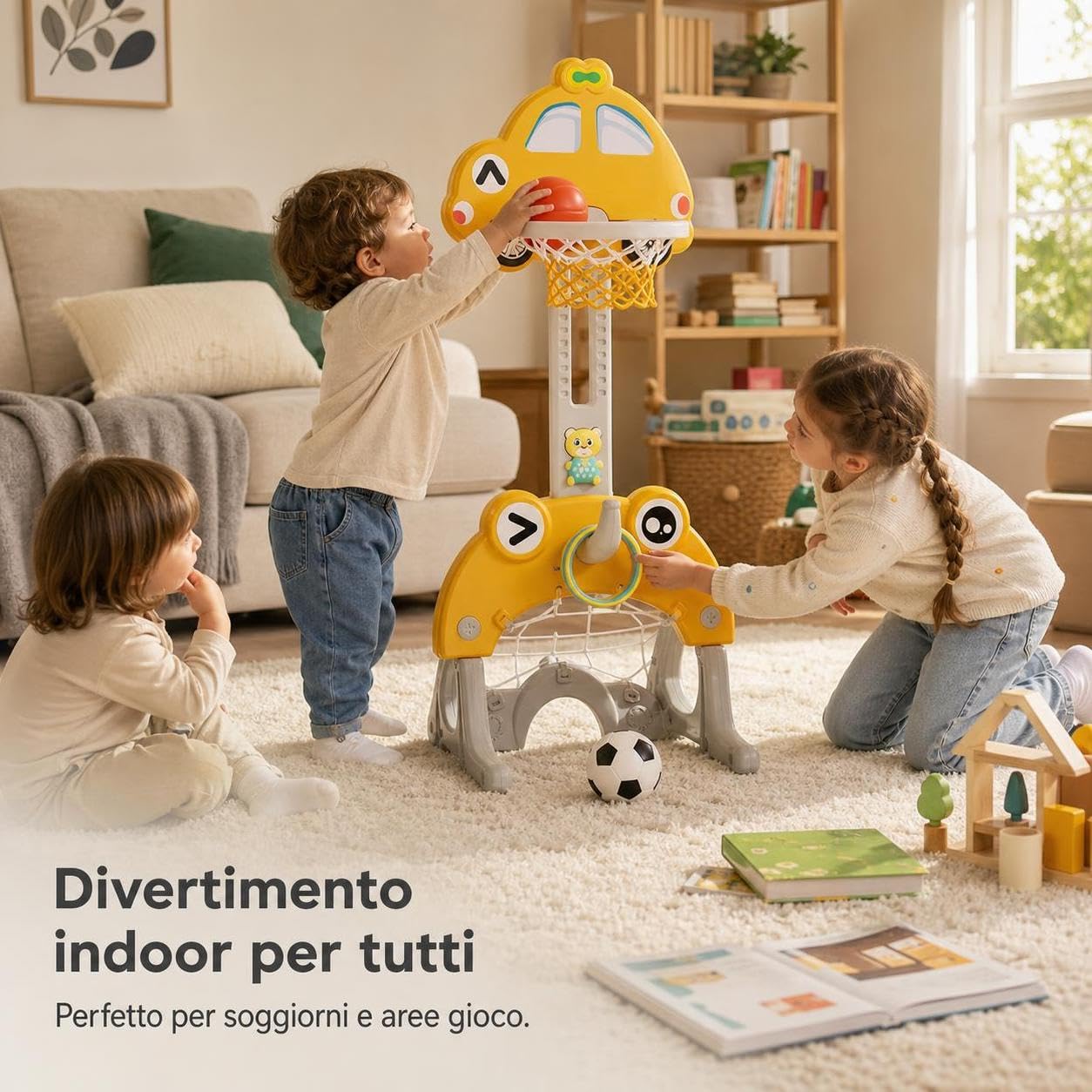 Basket Gonfiabile per Bambini, Bianco | Materiale HDPE sicuro, Gioco basket interno, Allenamento sportivo, Per scuole