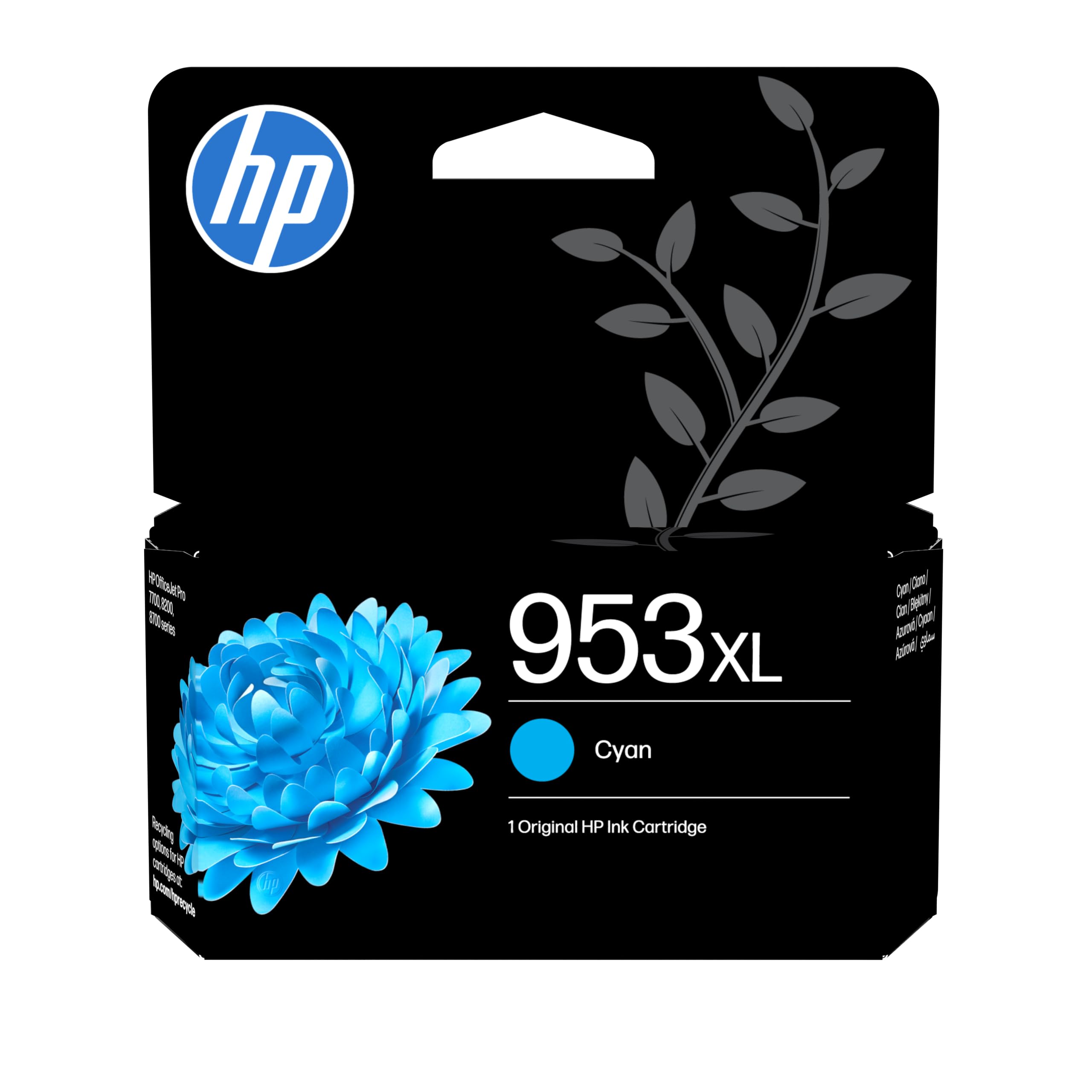 HP 953XL High Yield Cyan Original Ink Cartridge (F6U16AE) - Works OfficeJet Pro 7700, 8200, 8700 series