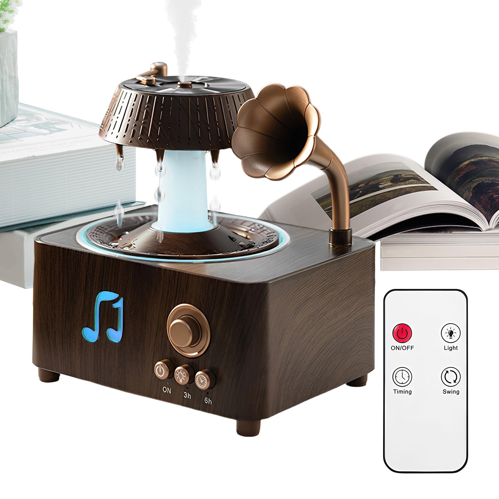 Diffusore Pioggia Profumatore d'Ambiente Retrò da 250ml con LED | Diffusore a d'Acqua con Spegnimento Automatico per Hotel Casa Auto Soggiorno Camera da Ufficio Domestico Relax