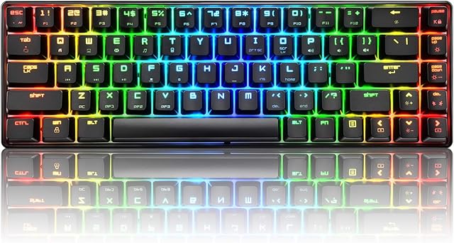 60% Mechanical Gaming Keyboard Type C Wired 68 Keys LED Backlit USB Waterproof Apex Pro illuminated Keyboard 18 Chroma RGB Lighting Backlight Anti-ghosting Keys for Gamers and Typists (Blue Switch)