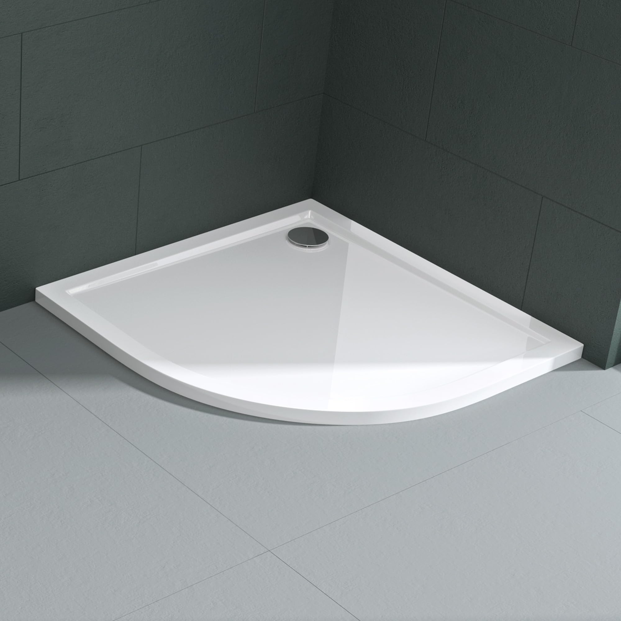 Mai & Mai Plato de ducha Lucia/Faro en blanco, forma: cuarto de círculo, 80 x 80 x 4 cm