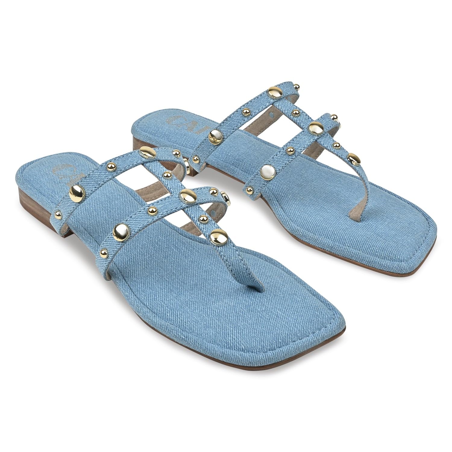 CAIHandmade with Women's Denim Rivet Flats | UK -2