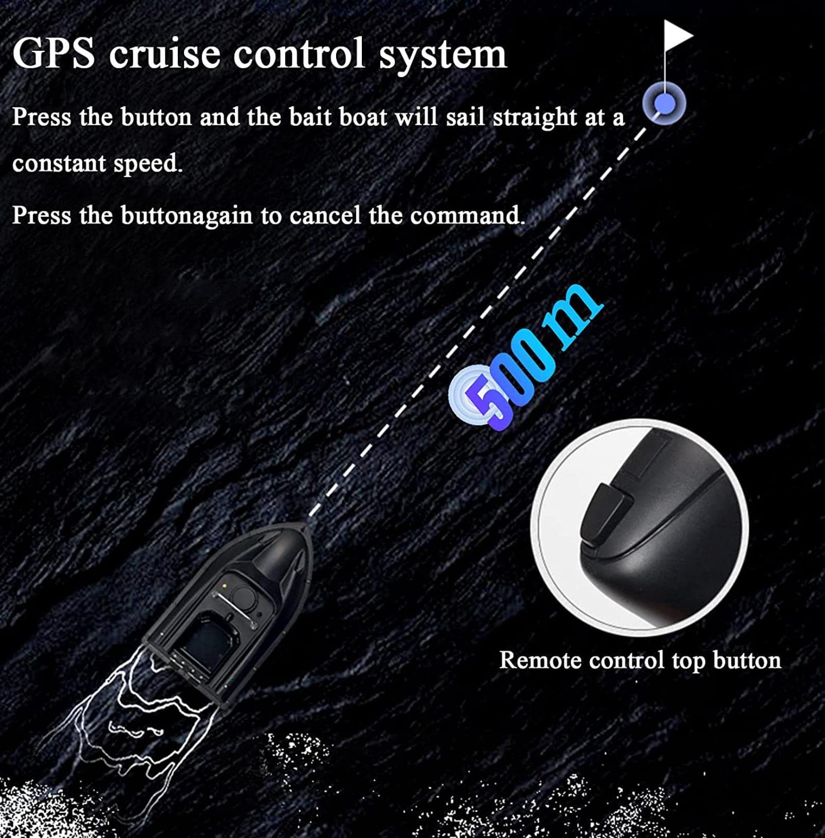Barco Cebador, RC Barco Teledirigido de Pesca 500m de Distancia GPS Control Remoto con Motor y Batería de 9600mAh para Ríos y Lagos, Barco de Cebo Inteligente con Bolso de Almacenamiento