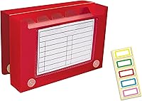 Vista 2 de 3 x 5 Inch Index Card Case by Better Office Products, 24 Pack, Semi-Rigid Plastic, with Clear Index Dividers, Primary Color Assortment