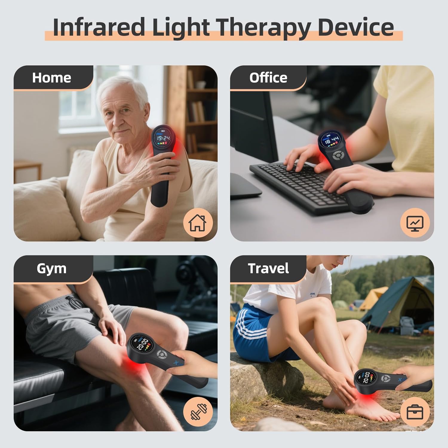 Handheld Red Light Therapy Device, 4x980nm 4x810nm 16x660nm, Cold Light Therapy Machine for Knee, Shoulder, Muscle, Joint Pain Relief, Near Infrared Light Therapy for Human at Home or Travel - Image 8