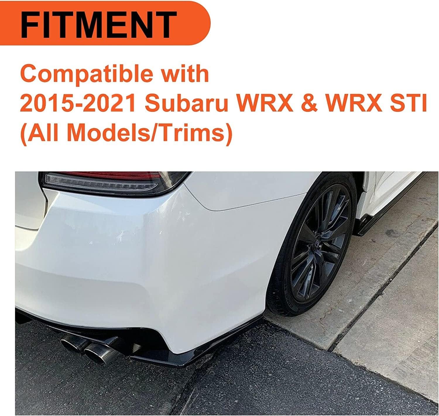 ECOTRIC Rear Bumper Valance Lip Spoiler Compatible with 2015-2021 Subaru WRX STI Rear Spat Bumper Valance