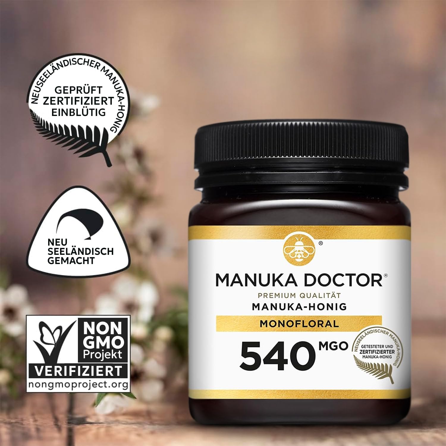 MANUKA DOCTOR MGO 540+ Manuka Honig Monofloral 250g 100% Reiner Neuseeland Honig Zertifiziert RAW