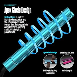 Bekind Apex 2-in-1 Hair Straightener Flat Iron | 1 460F Straightener & Curler for All Hairstyles | UltraSmooth Tech | 15s Fast Heating & Temp Memory | Gift Set for Girls Women (Crystal Blue)