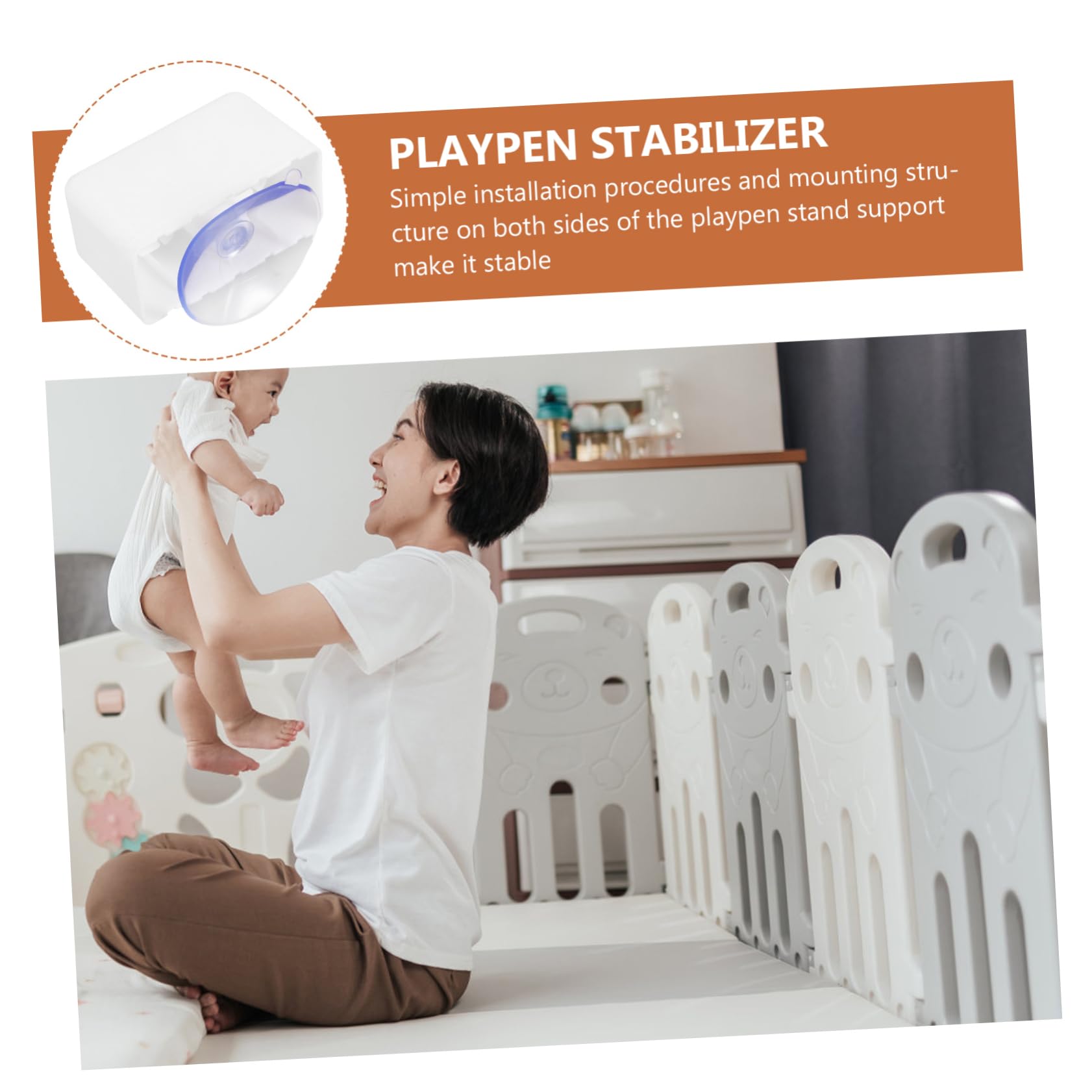 HEMOTON Playpen Accessories Non-Slip Suction Cup Crib Connector Easy Mounting Base