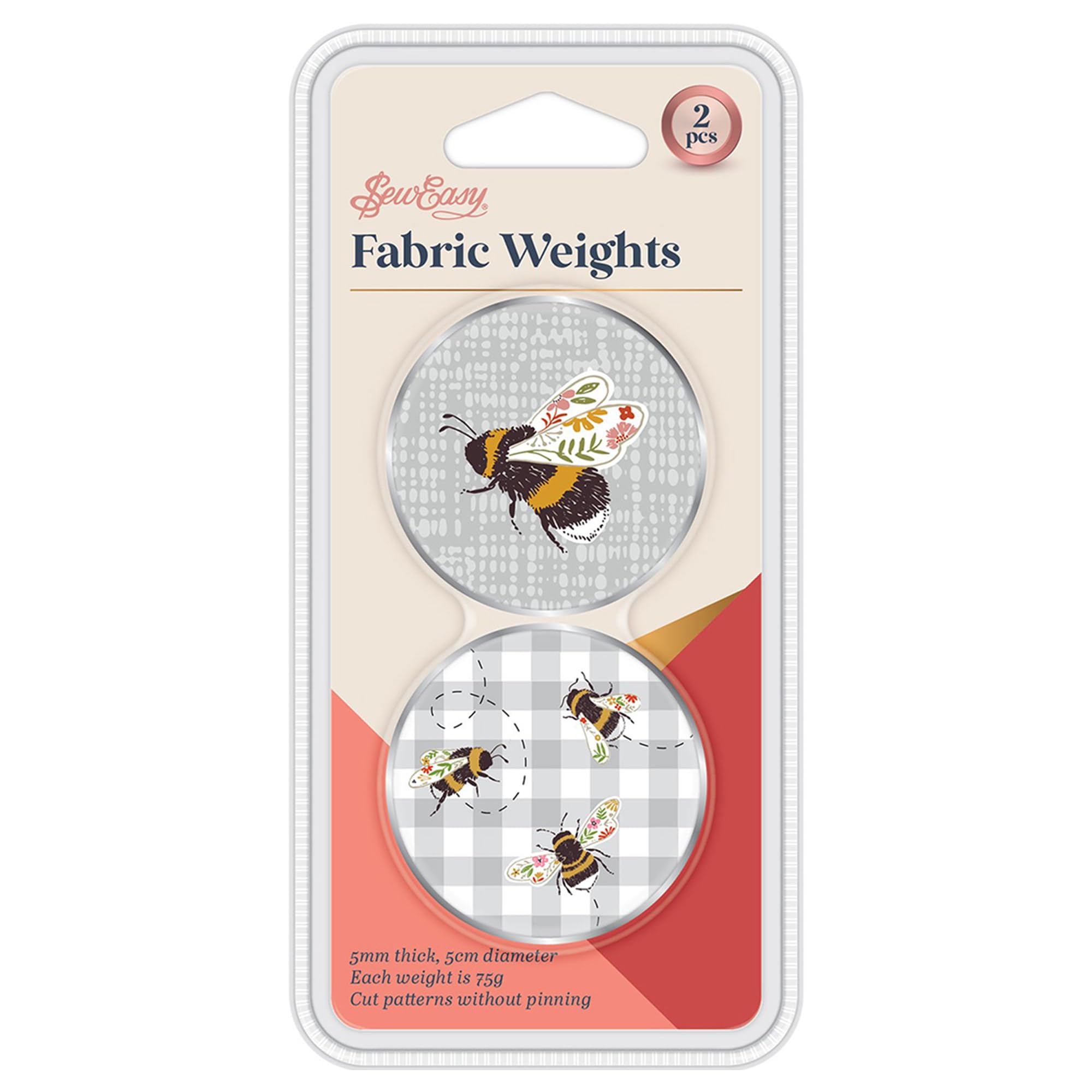 Sew Easy Pattern Fabric Weights - for Sewing, Crafts, Pattern Cutting, Dressmaking, Tailoring, Quilting, 2 x 75g, Bees