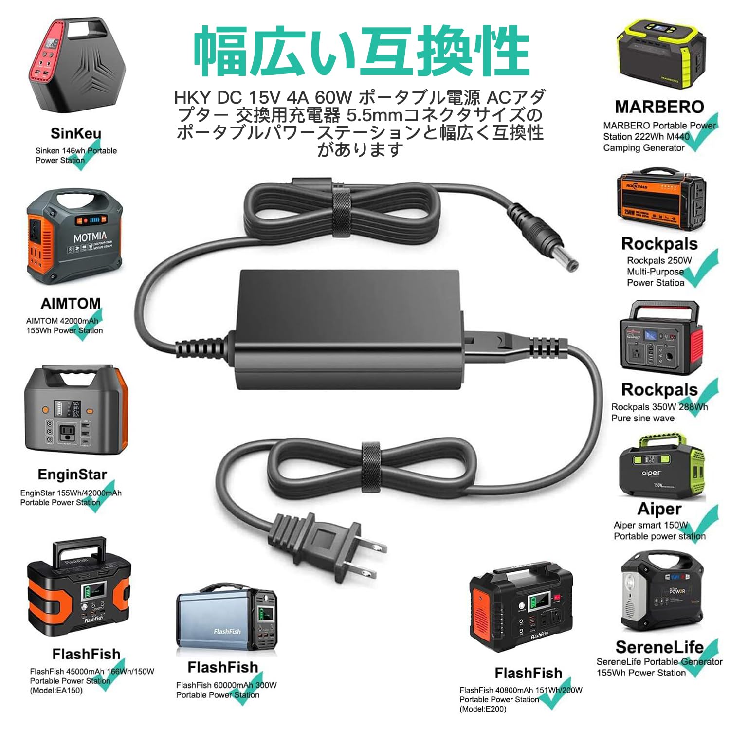 Amazon.co.jp: HKY DC15V ACアダプター 15V 4A 3A 交換用充電器 対応