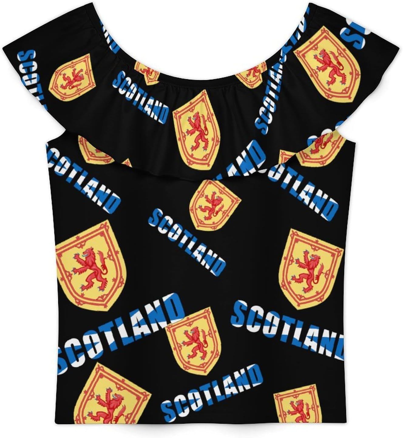 Scottish Flag Britain Girls T-Shirts Top Ruffle Short Sleeve Blouse Casual Graphic Tees