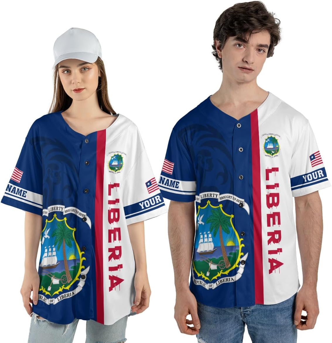 Personalized Liberia Baseball Jersey, Custom Liberian Pride Shirt,Liberian Shirt, Liberian Flag Baseball Jersey for Men Women