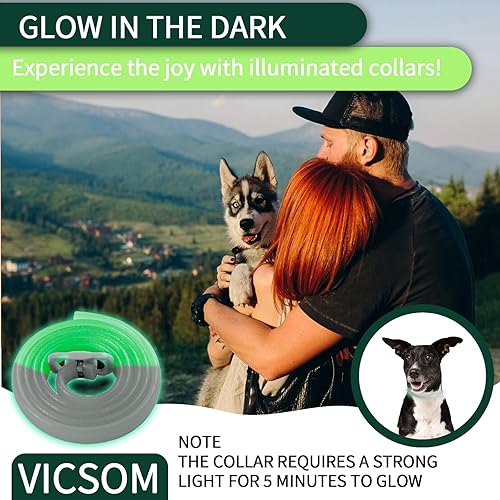 Miniatura 5 de Paquete de 4 collares antipulgas para perros, collar de pulgas y garrapatas de perro que brilla en la oscuridad, 8 meses de prevención de pulgas y