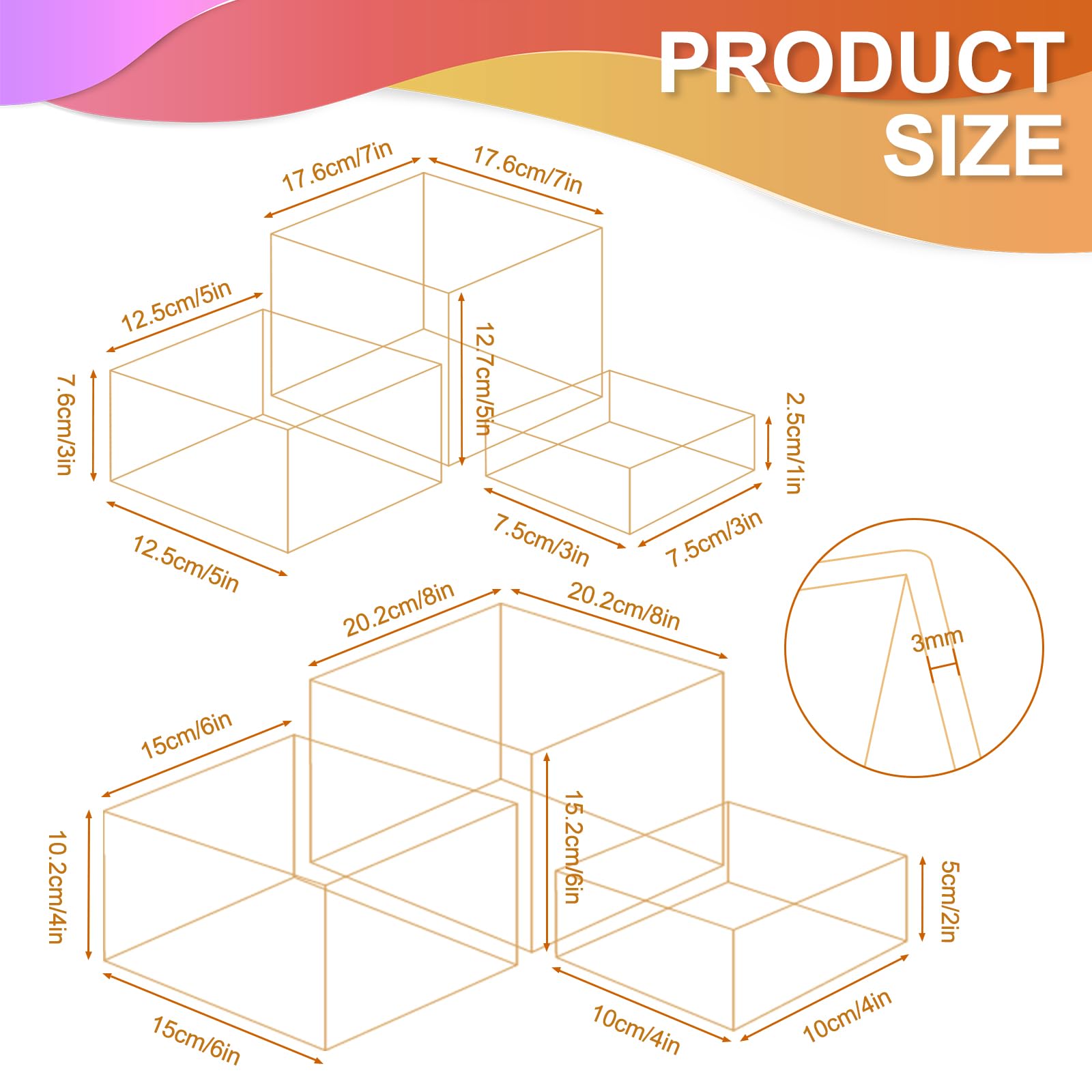 Présentoir Aperitif Buffet 6 PCS, Support Buffet en Acrylique à Fond Creux, Présentoirs pour Aliments, Desserts, Bijoux, Figurines, pour Table de Fête, Décoration (Blanc)