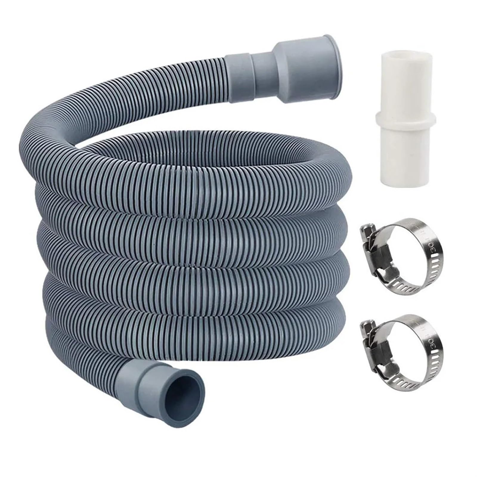 Desagüe de lavadora, manguera de 2 m for lavadora, lavavajillas, manguera de desagüe corrugada, extensión flexible larga, kit de tubería de desagüe con clip de conexión for baño.