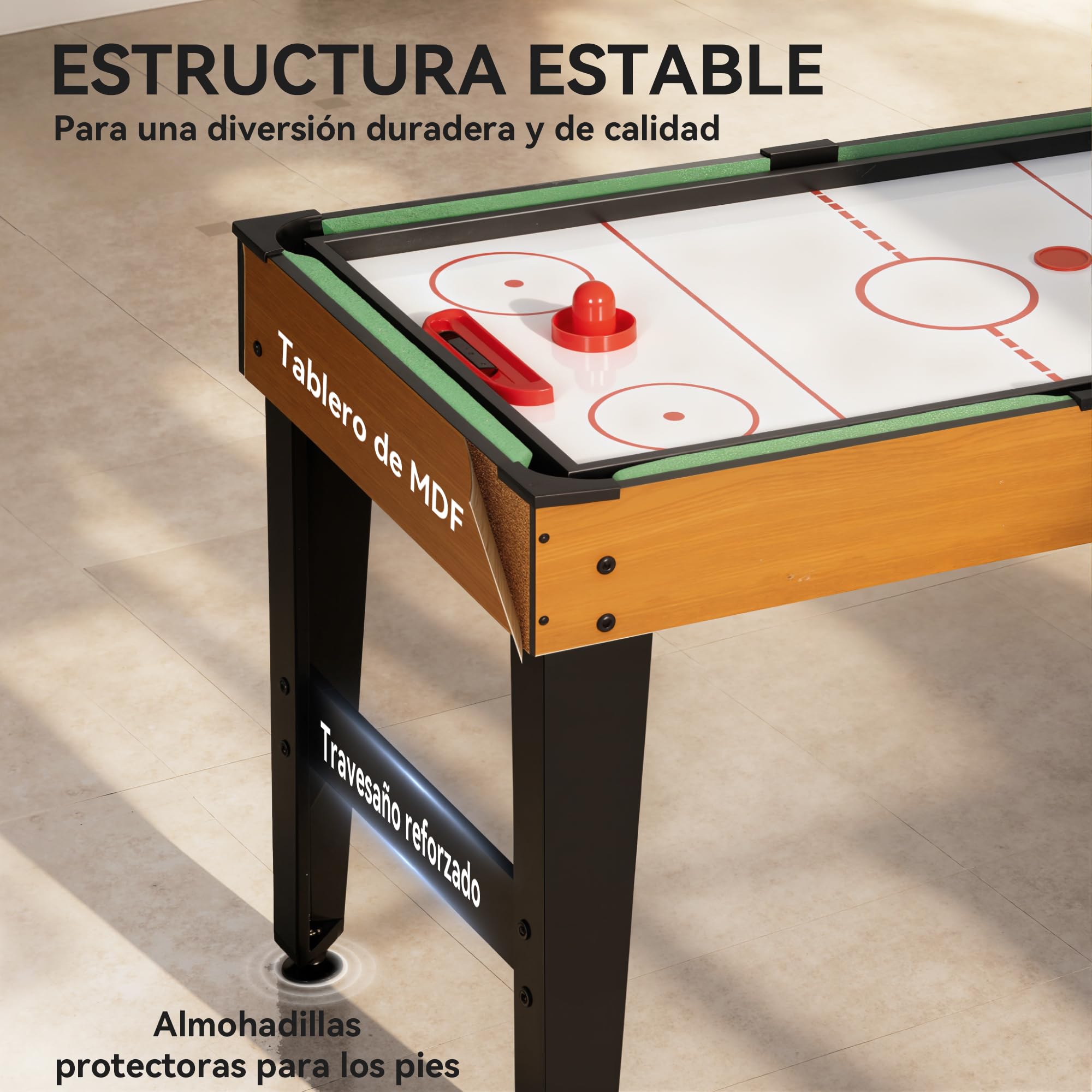 SPORTNOW Mesa Multijuegos 5 en 1 Adultos 134x108x144 cm Natural y Negro