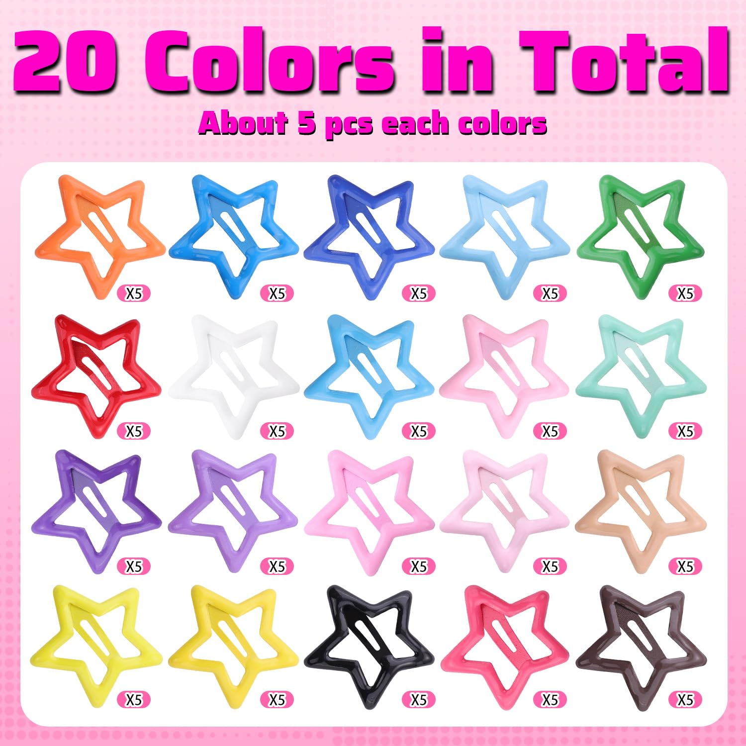 Colorful Star Hair Clips - Y2K Accessories -3