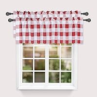 Vista 14 de Simple Deluxe Paquete de 4 cenefas opacas de cuadros búfalo para ventanas de cocina, sala de estar, casa de campo, dormitorio, cenefa de cortina