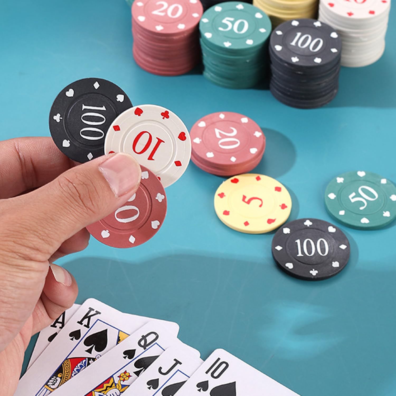 HAKITAROOM Lot de 100 jetons de poker en plastique pour Texas Poker et Mahjong, compteurs d'apprentissage, événements d'entreprise, jetons de jeu pour collecte de fonds (40 mm / 1,58 pouces, vert HAKITAROOM Lot de 100 jetons de poker en plastique pour Texas Poker et Mahjong, compteurs d'apprentissage, événements d'entreprise, jetons de jeu pour collecte de fonds (40 mm / 1,58 pouces, vert