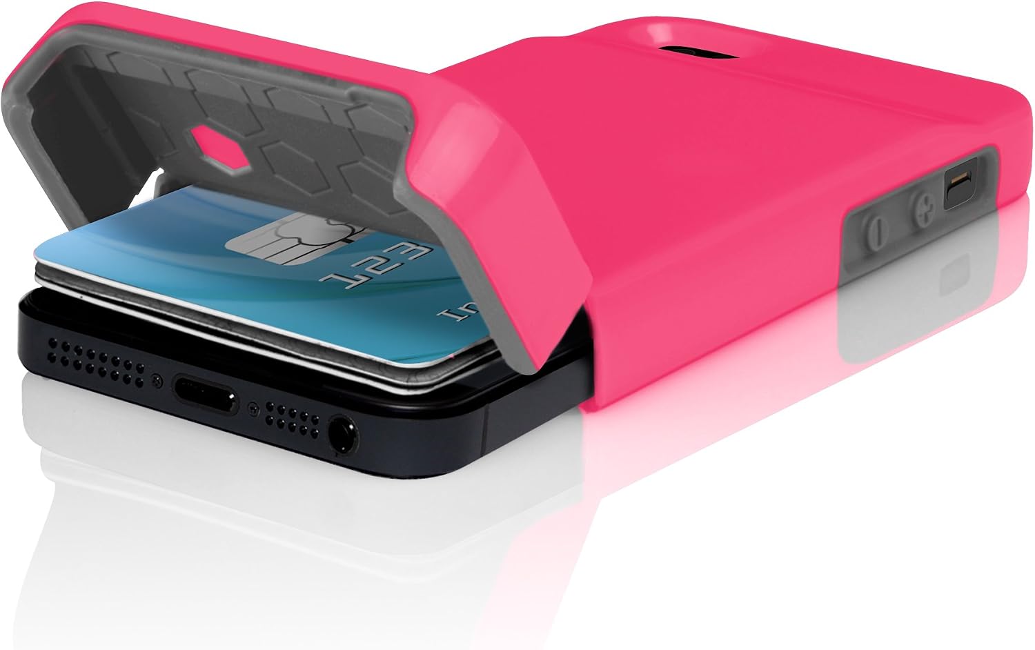 Incipio IPH-848 Stashback for iPhone 5-1 Pack - Retail Packaging - Pink/Gray