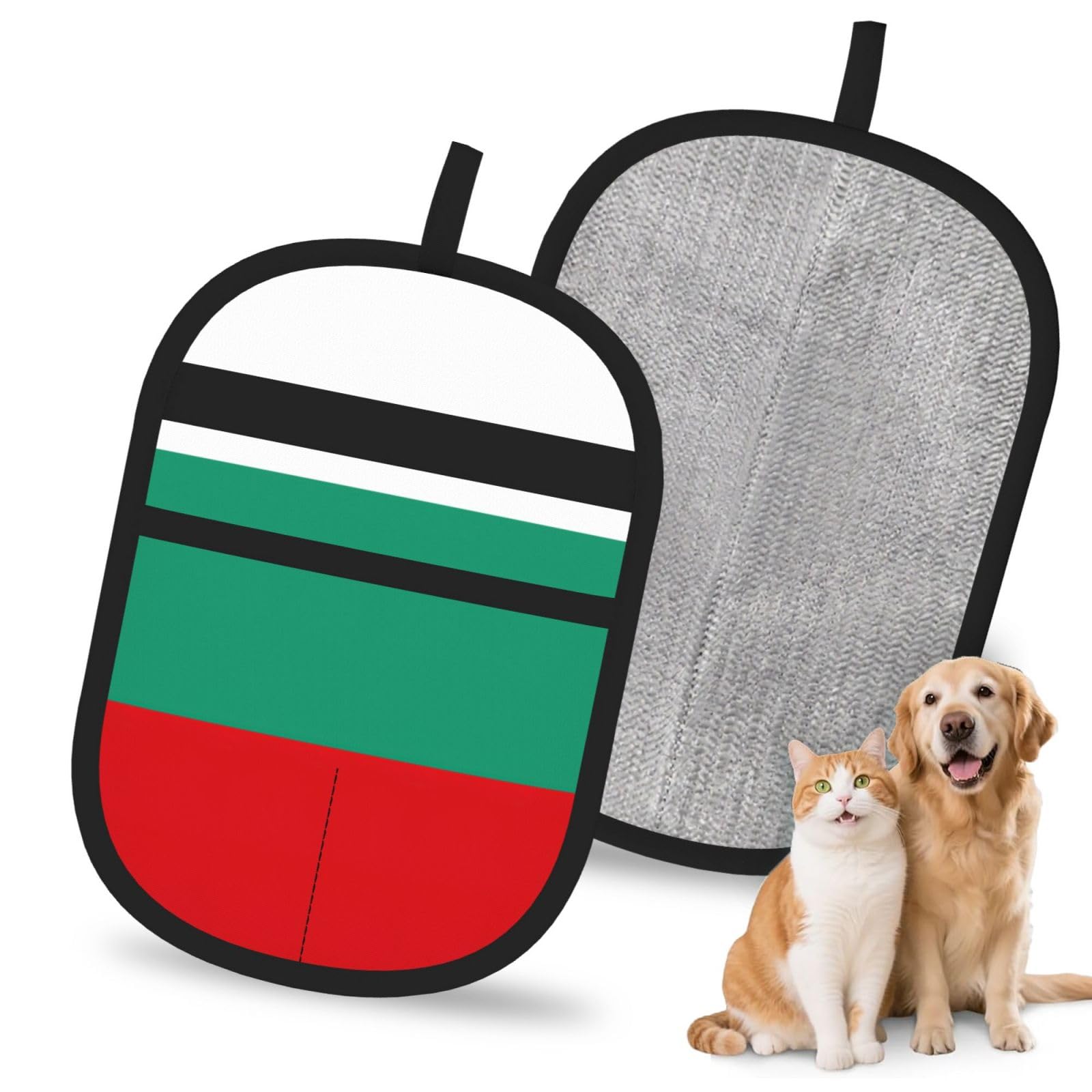 Bulgarian Flag Print Pet Hair Remover Gloves Grooming Cleaning Accessory Reusable Deshedding Tool