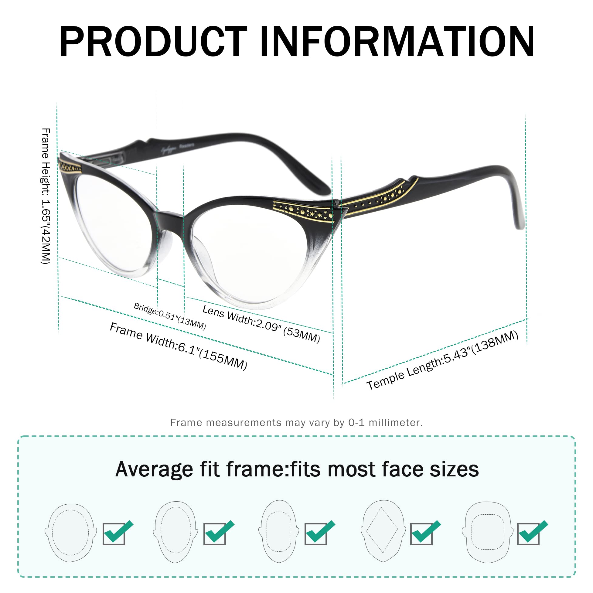 Eyekepper Womens 3 works Reading Glasses Ladies' Vintage Cat Eye Readers - Image 3