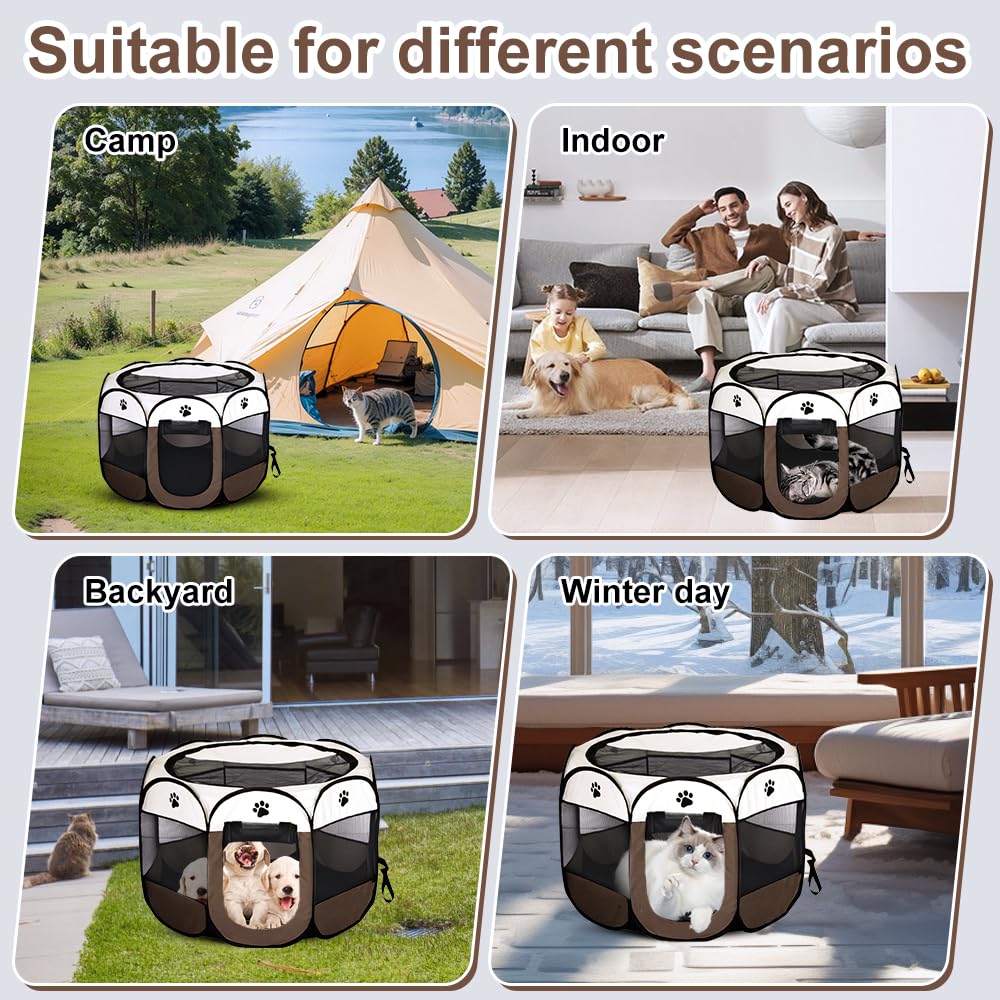 Welpenlaufstall 74 X 74 X 43CM, Tierlaufstall Faltbar, Oxford Wasserdichter Pet Laufstall, Abnehmbares Dach, Hundelaufstall, Hundelaufstall Für Wohnung, Für Laufstall Hund, Katzen, Hasen