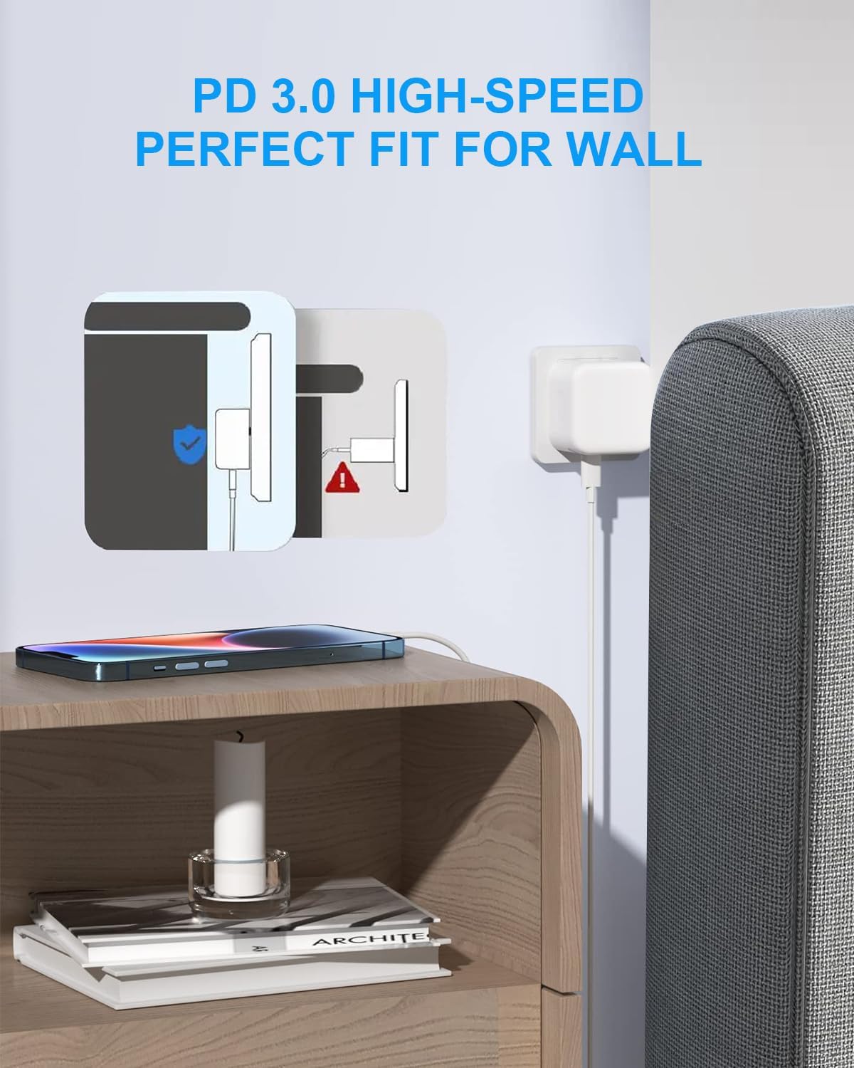 35W Dual USB-C Port Compact Power Adapter with 5FT C to C,Charging Cord for iPhone 16 15 14 13 12 11 Pro Max Plus,Samsung S25,Airpods,Mini,iPad,MacBook Air Foldable Type C Fast Wall Charger - Image 4