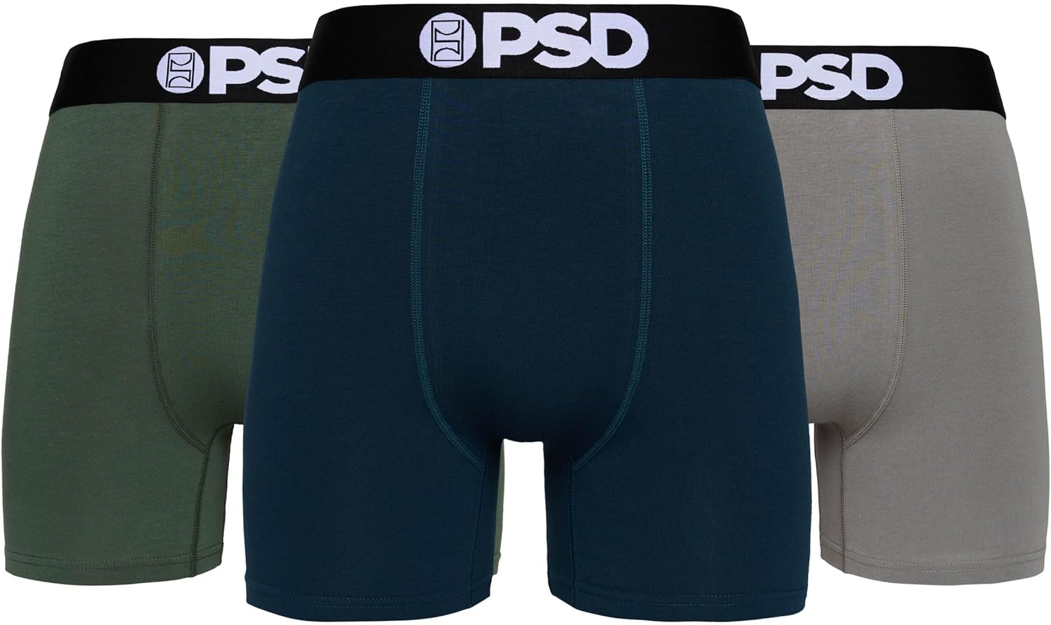 PSD Underwear Mens Boxer Briefs - Solid Cotton Boxer Briefs, Mid Length Packs & Singles, Soft Breathable Boxer Briefs for Men