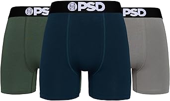 PSD Underwear Mens Boxer Briefs - 3 Pack Boxer Briefs, Mid Length, Soft & Breathable Boxer Briefs for Men