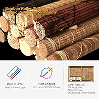 Vista 3 de RC Persianas enrollables de bambú inalámbricas, ancho máximo de 94 pulgadas, persianas de madera extra grandes con cenefa de 6 pulgadas de alto