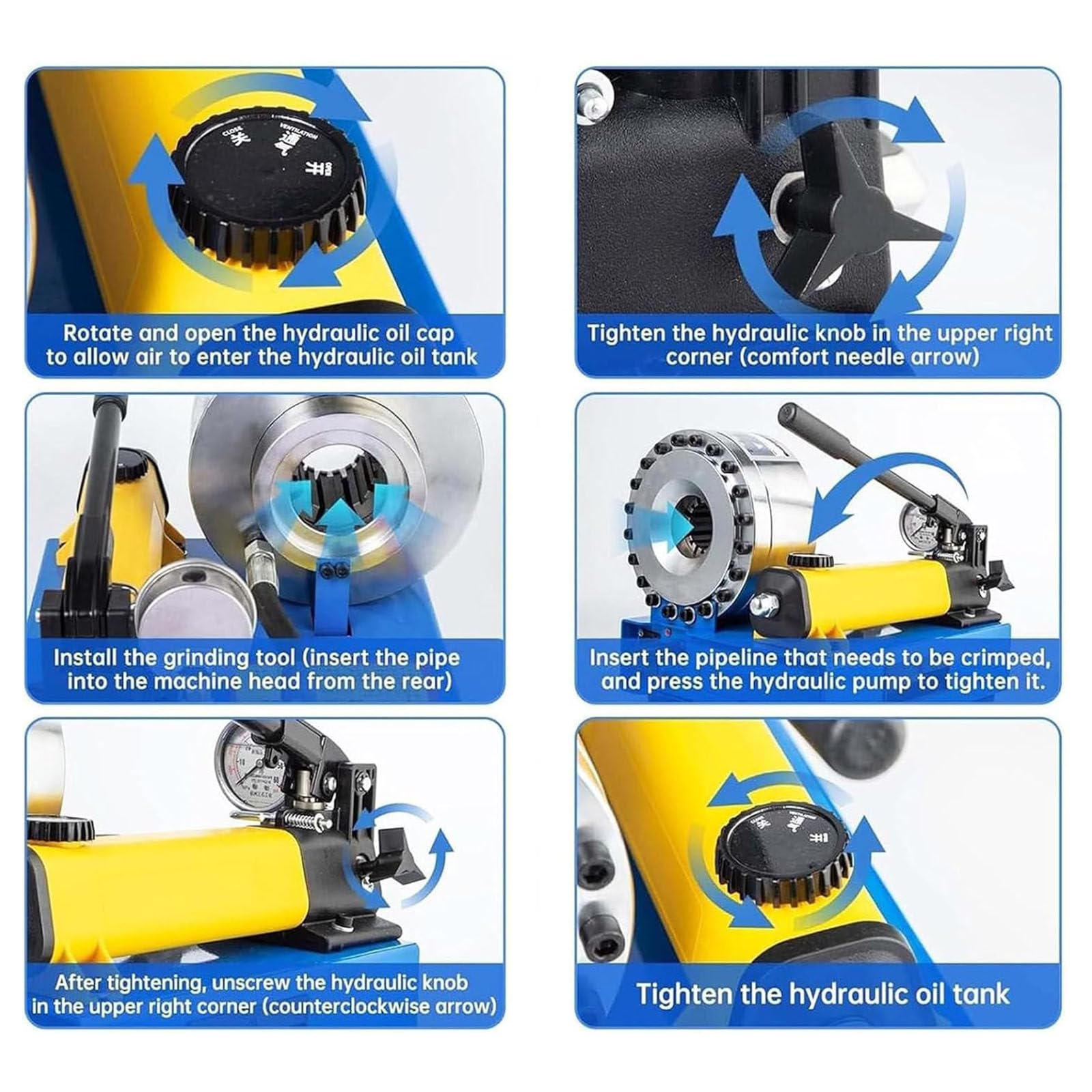 Tragbare Schlauchpresse, Handgehaltene Hydraulische Schlauchpresse, Hochdruck-Hydraulikschlauchpresse, Manuell Betriebene Hydraulische Crimpmaschine mit 7 Sätzen von Matrizen