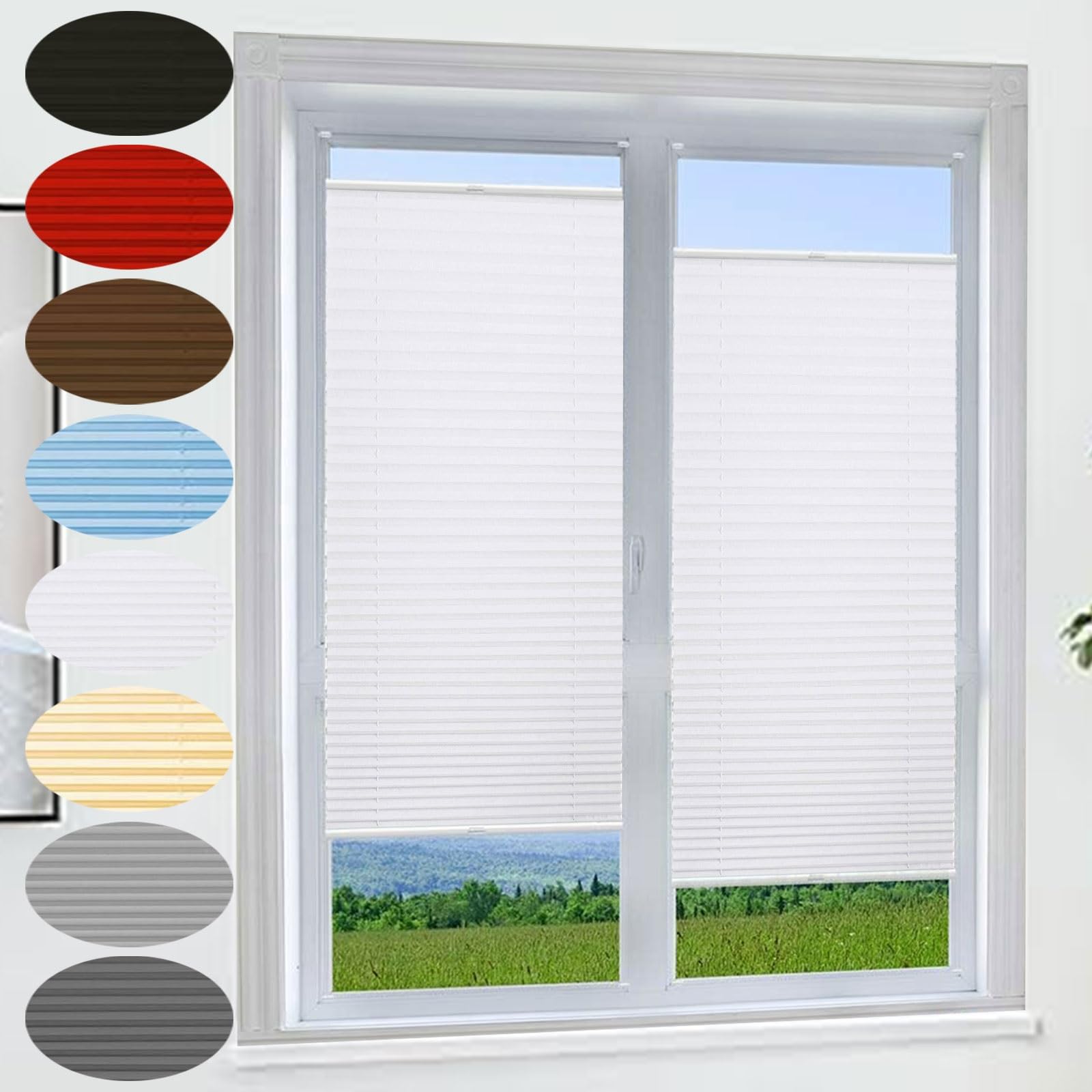 No Drill Blinds 65 x 110 cm (Wxh), Custom Sizes, No Drill Temporary Shade Blinds Including All Mounting Parts for Windows Patio, White