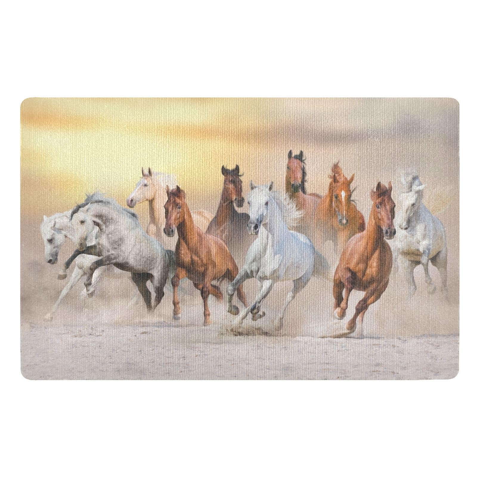 Paillasson d'intérieur antidérapant lavable tapis chevaux 50x80cm