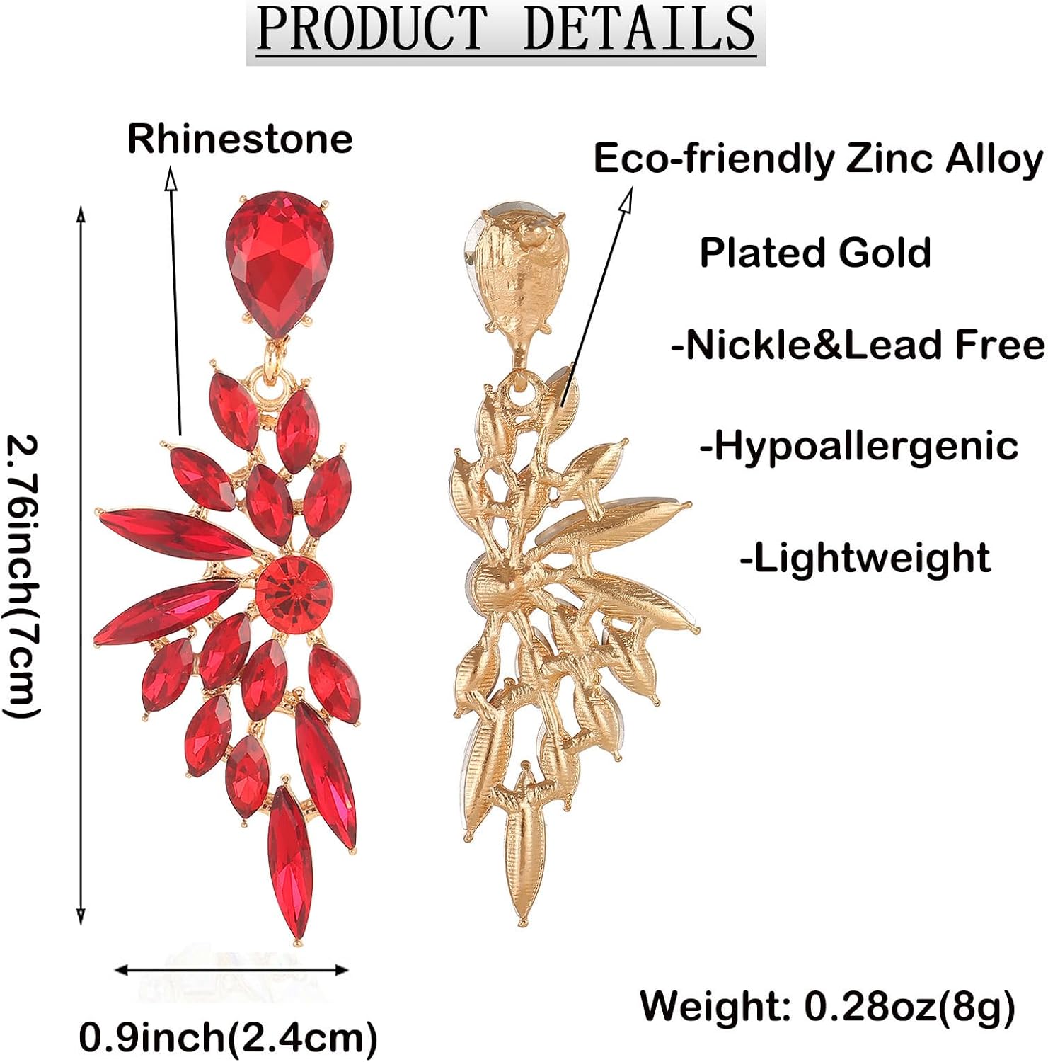 Rhinestone Statement Earrings Cluster Crystal Drop Dangle Earrings Teardrop Chandelier Earring Dangling Prom Wedding Bridal Earrings for Women - Image 6