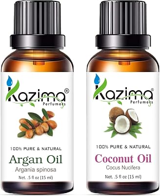 Combo of Argan Oil and Coconut Oil - 100% Pure Cold Pressed Carrier Oil for Acne, Hair Growth, Scalp Nourishment, Skin Moisturizing & Dandruff Control, 15 ml each