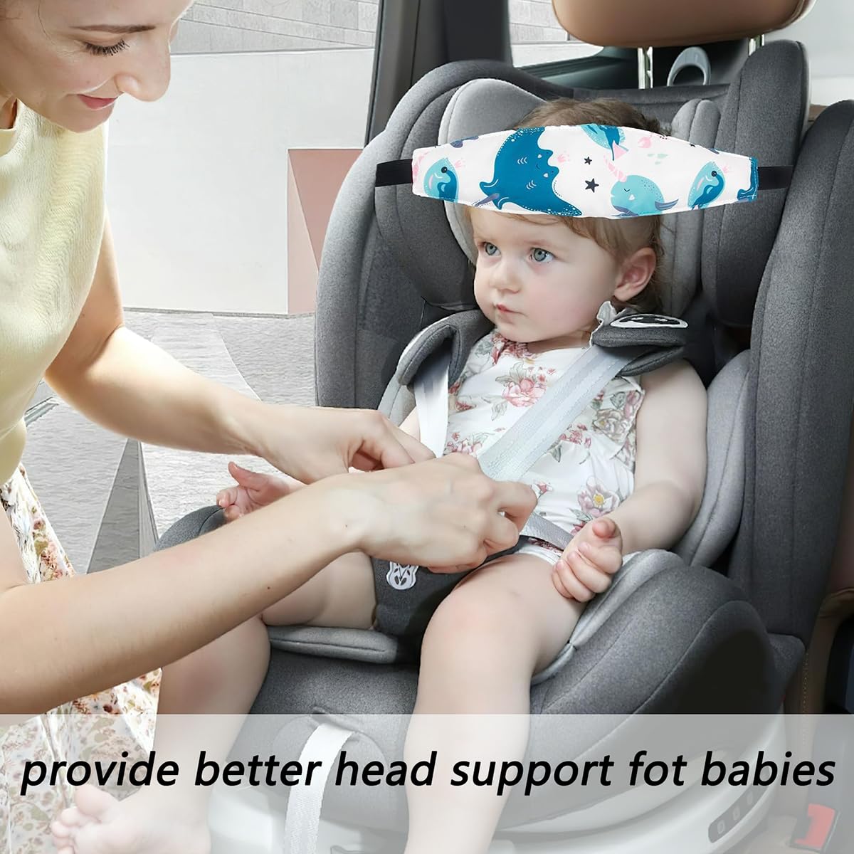Reposacabezas Coche 2 Unidades para Niños,Sujeta Cabezas Ajustable con Sistema Antivuelco,Soporte Bebé en el Auto,Cinta Seguridad Dormir Viajes,Accesorio Universal con Protección de Cuello y Hombros — view 4