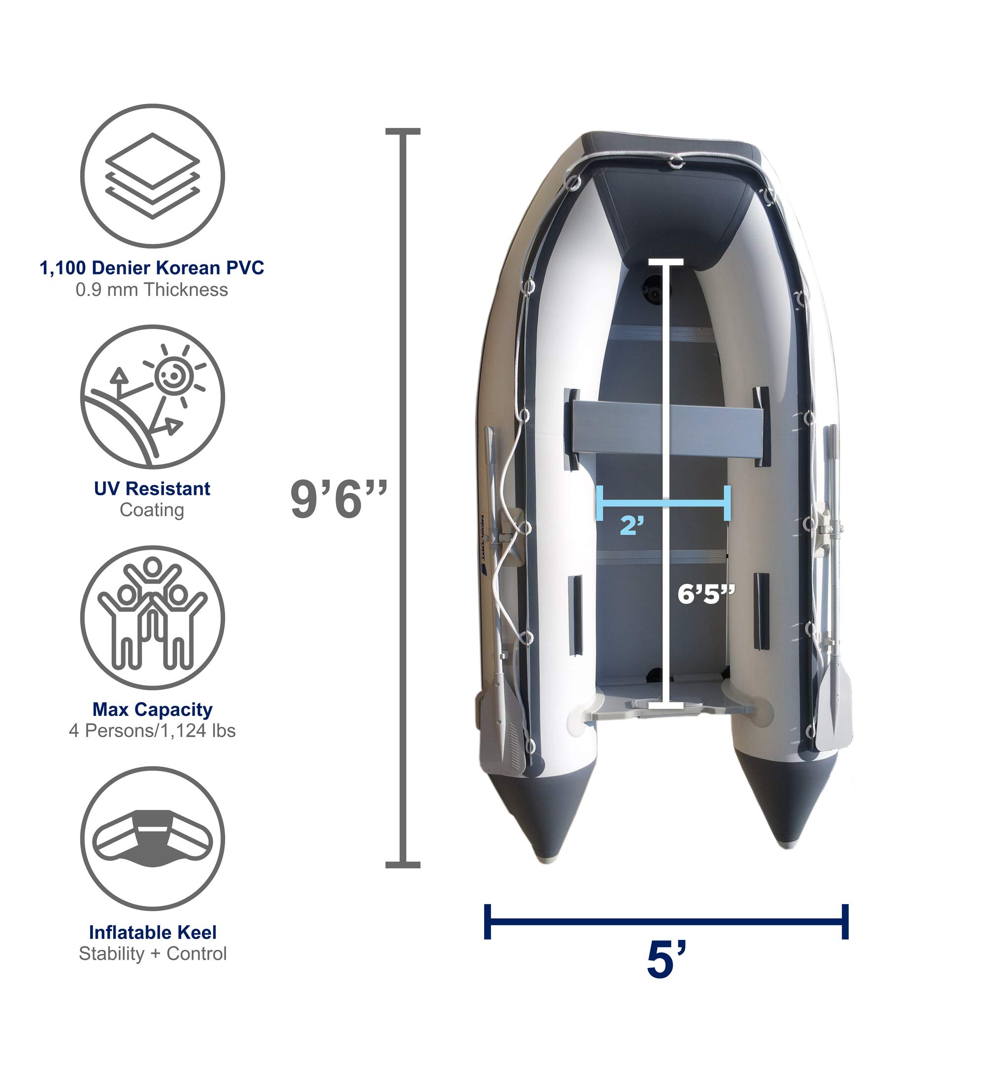 Newport Vessels 9ft 6in Del Mar Inflatable Dinghy Boat Transom