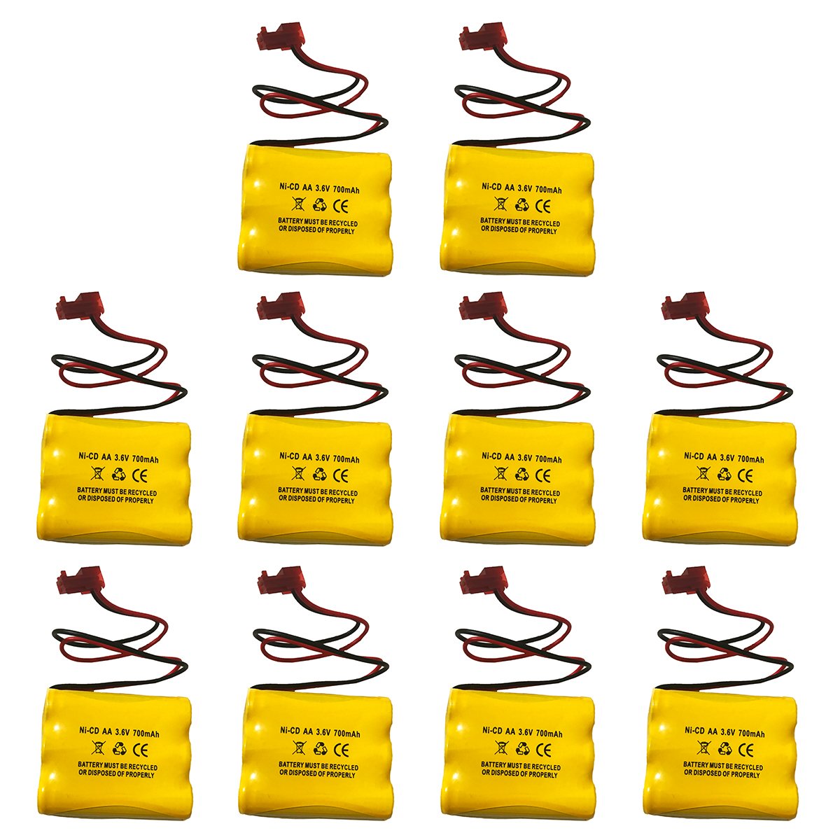 3.6V 700mAh NiCd Exit Sign Battery Replacement Emergency Lighting (10 Pack) S/L 026-148 SL026148 BT-905 P-P504 BT-800