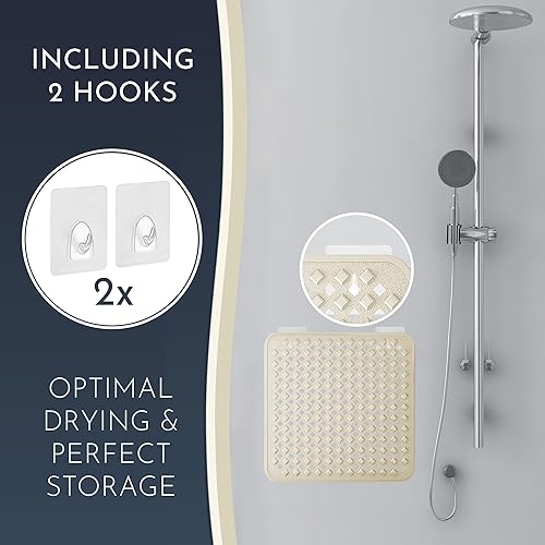 Miniatura 4 de homerella Tapete de ducha antideslizante antideslizante para cabina de ducha interior, tapete de ducha antideslizante cuadrado de 21 x 21 pulgadas
