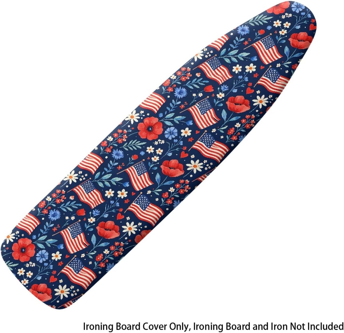 4th of July Ironing Board Cover, 16"x55" Standard Ironing Board Cover with Elastic Edge and Hook and Loop Fasteners, Scorch & Stain Resistant, Polyester Home Ironing Board Covers, Star Bright