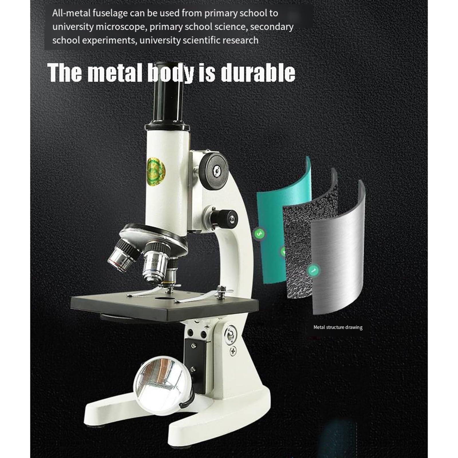 Mikroskop optyczny 640-4000X powiększenie biologiczny eksperyment dydaktyczny optyczny mikroskop naukowy Instrument,640X